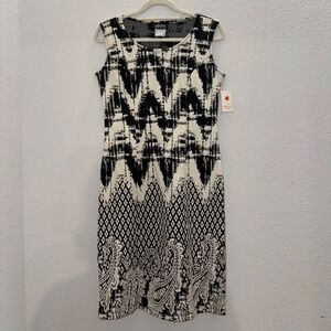 NWT Artex Fashions Women M Zigzag Paisley Stretchy Sleeveless Sheath Dress Artsy